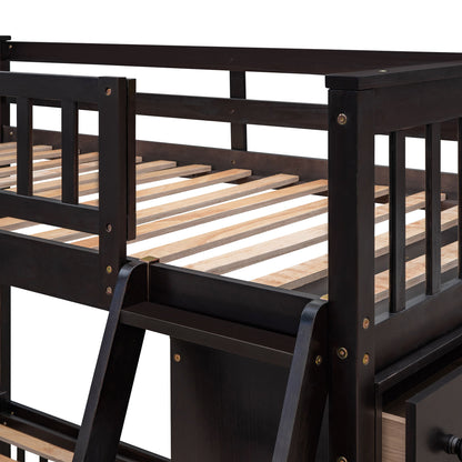Bunk Bed With 6 Drawers And Flexible Shelves, Bottom Bed With Wheels - The Sleep Loft - Online Mattress Showroom NYC