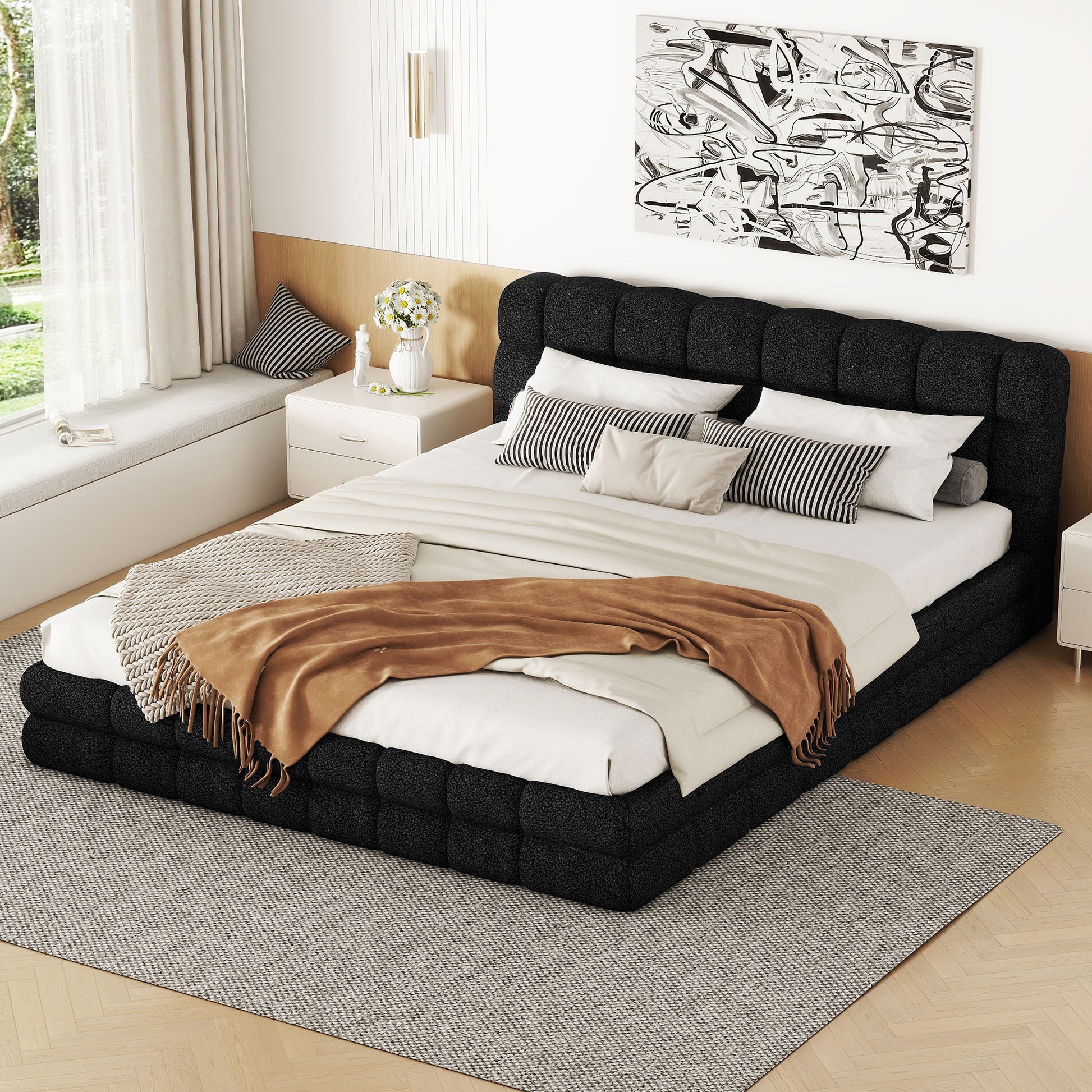 Upholstered Platform Bed With Headboard - The Sleep Loft - Online Mattress Showroom NYC
