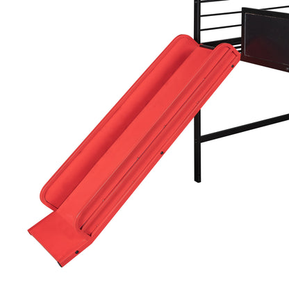 Twin Metal Loft Bed With Slide And 2 Sided Writable Wooden Board - Black - The Sleep Loft - Online Mattress Showroom NYC