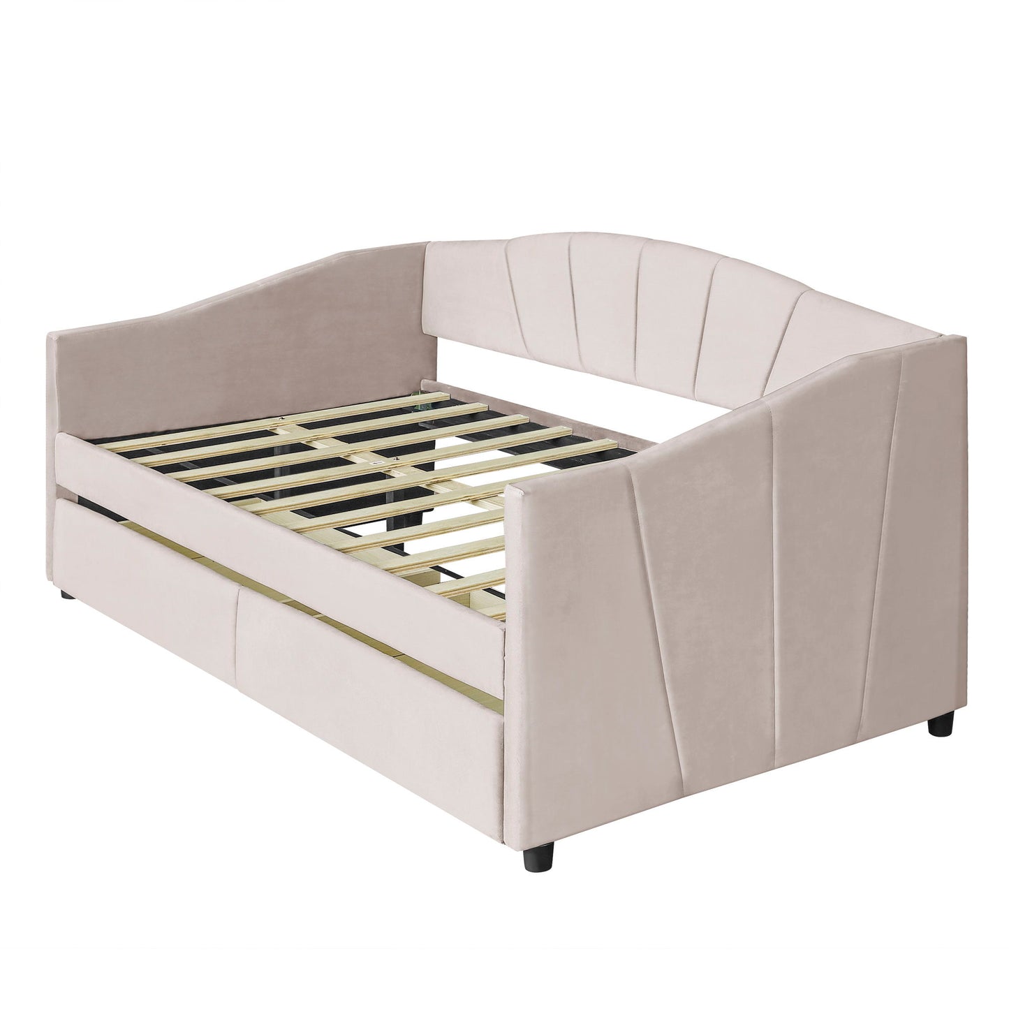 Upholstered Daybed With Two Drawers And Wood Slat - The Sleep Loft - Online Mattress Showroom NYC
