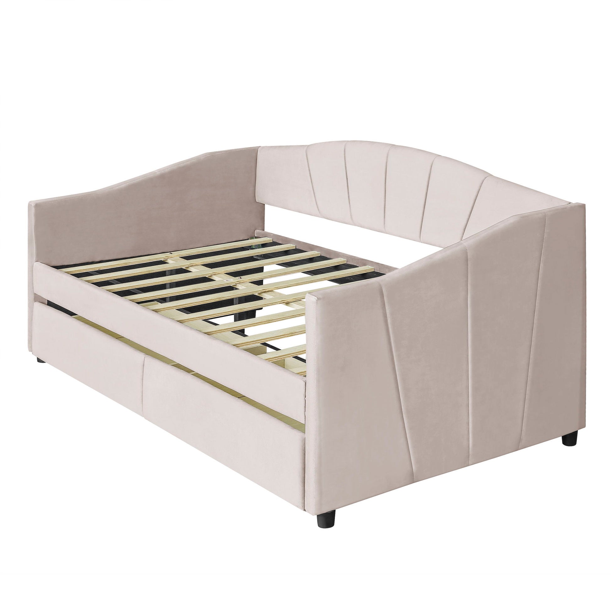 Upholstered Daybed With Two Drawers And Wood Slat - The Sleep Loft - Online Mattress Showroom NYC