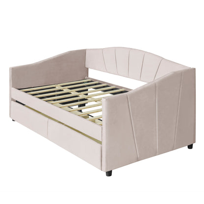 Upholstered Daybed With Two Drawers And Wood Slat - The Sleep Loft - Online Mattress Showroom NYC