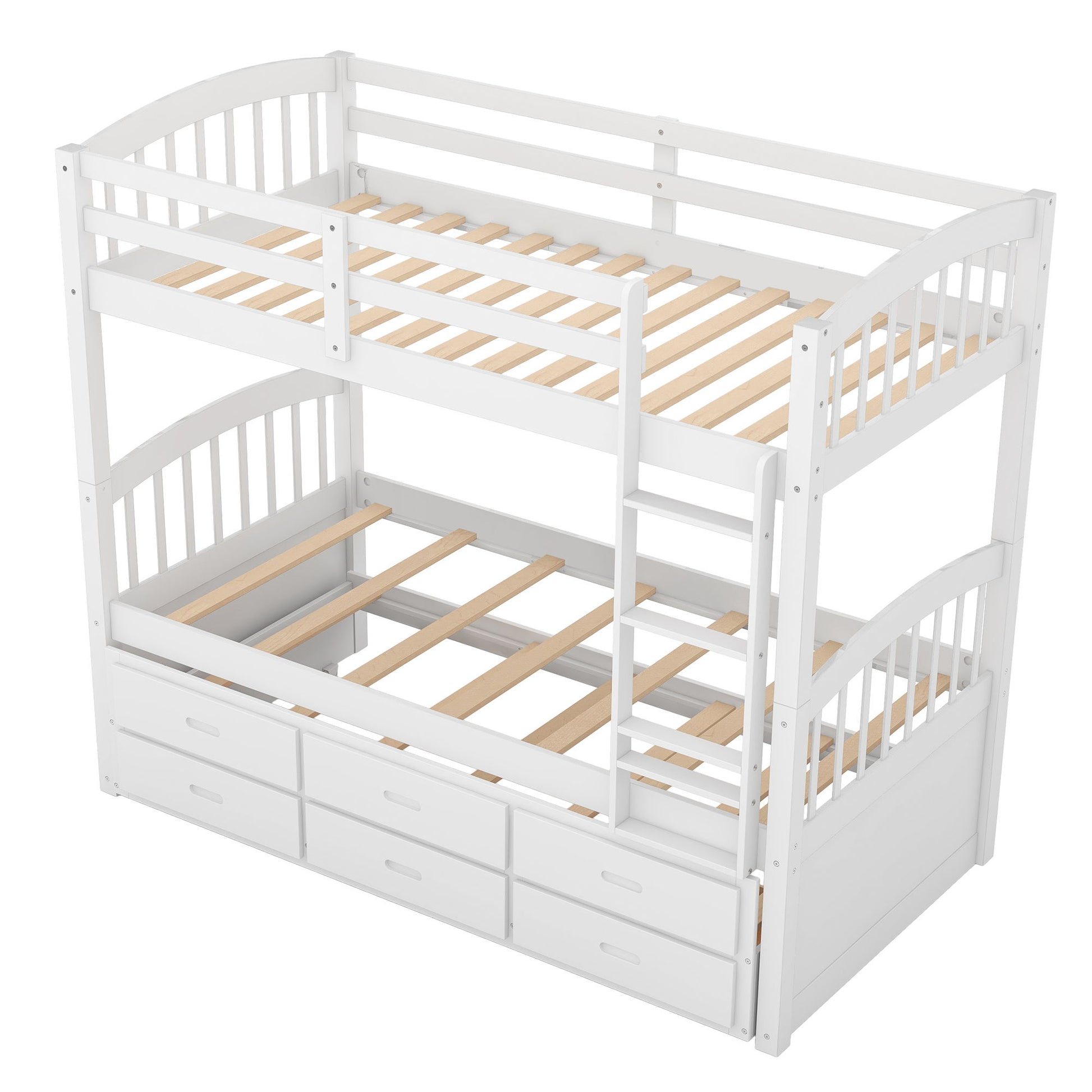 Bunk Bed With Trundle And Drawers, Arched Headboard And Footboard - The Sleep Loft - Online Mattress Showroom NYC