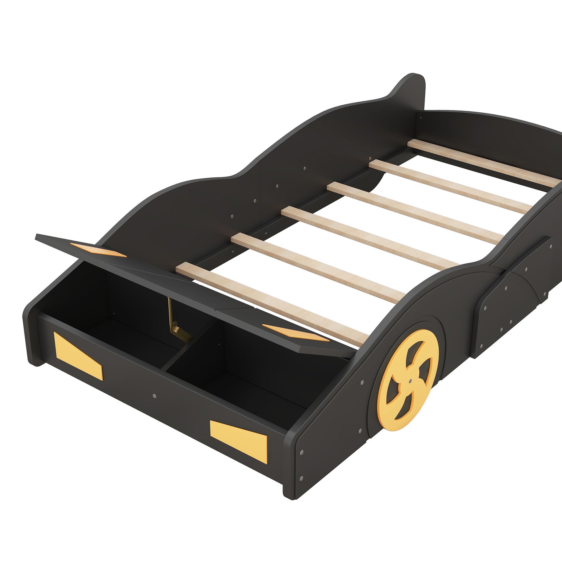 Race Car Shaped Platform Bed With Wheels And Storage - The Sleep Loft - Online Mattress Showroom NYC