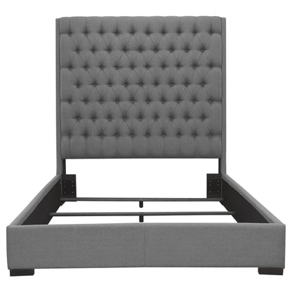 California King Upholstered Panel Bed With Tufted Headboard - Gray - The Sleep Loft - Online Mattress Showroom NYC