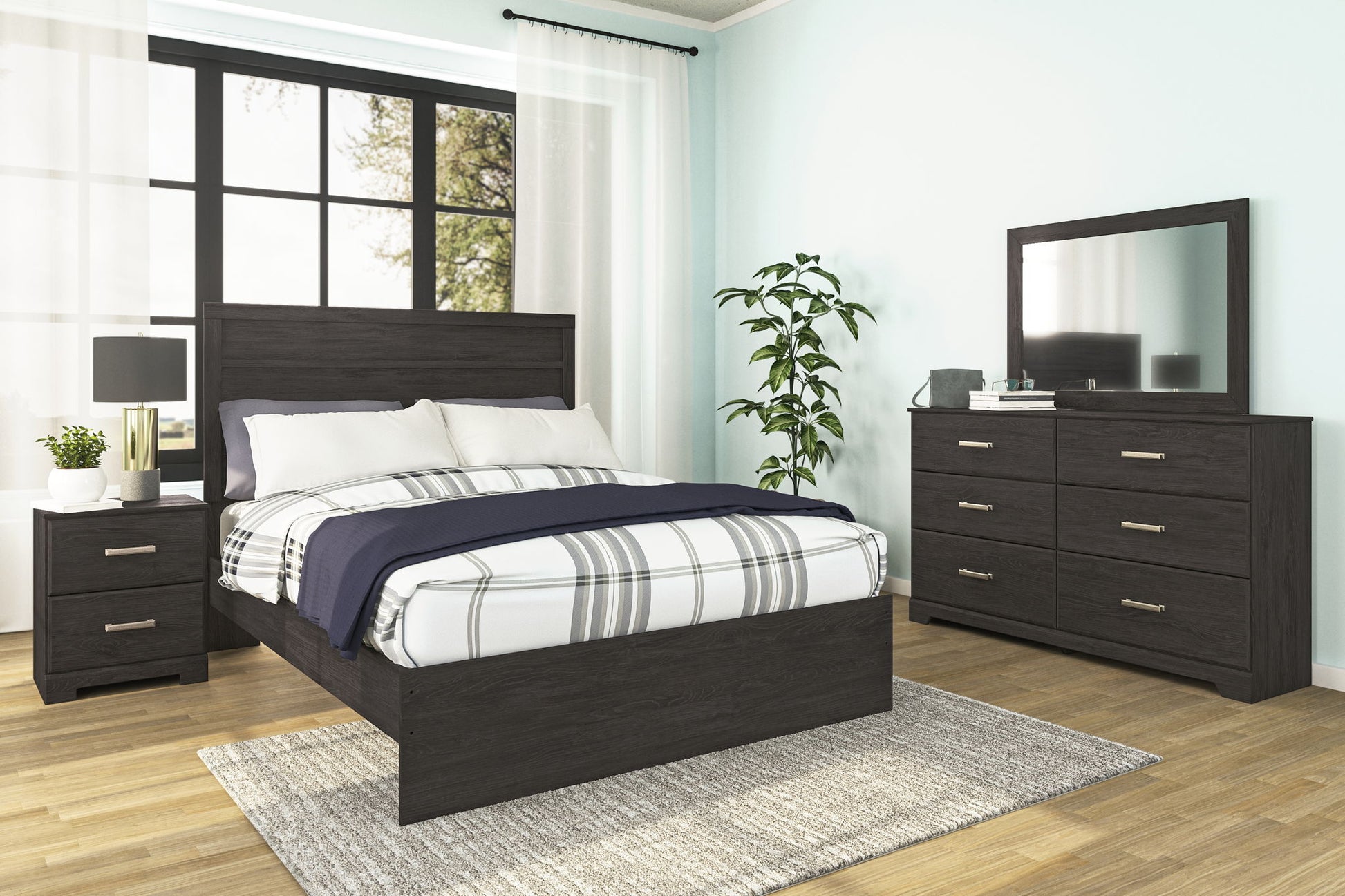 Belachime - Two Drawer Night Stand - Charcoal - The Sleep Loft - Online Mattress Showroom NYC