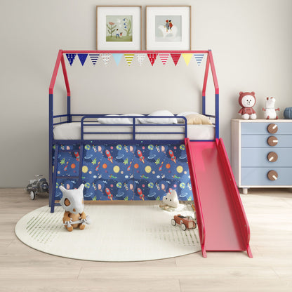 Jack - House Loft Bed With Slide And Curtain Set - The Sleep Loft - Online Mattress Showroom NYC
