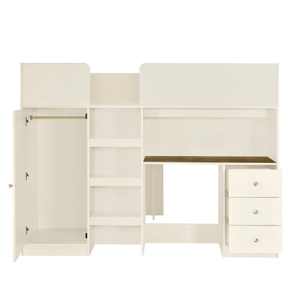 Loft Bed With Built In Wardrobe, Desk, Shelves, And Drawers - The Sleep Loft - Online Mattress Showroom NYC