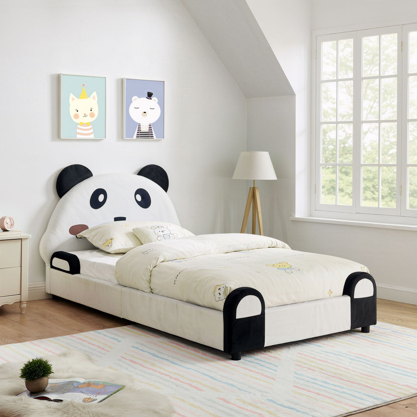Twin Size Cute Panda Shaped Kids Bed - White / Black - The Sleep Loft - Online Mattress Showroom NYC