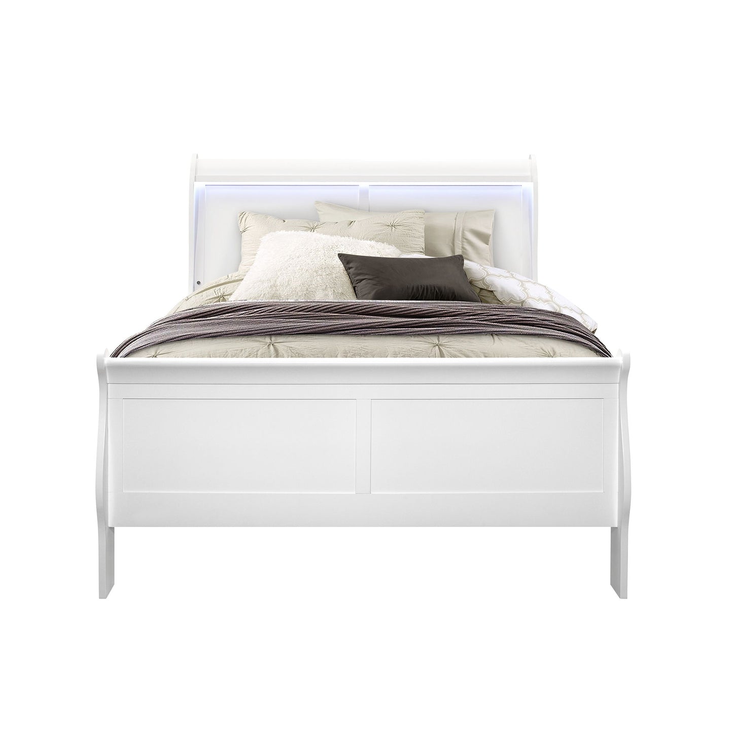 Charlston - Modern Sleigh Design Bed With LED - The Sleep Loft - Online Mattress Showroom NYC