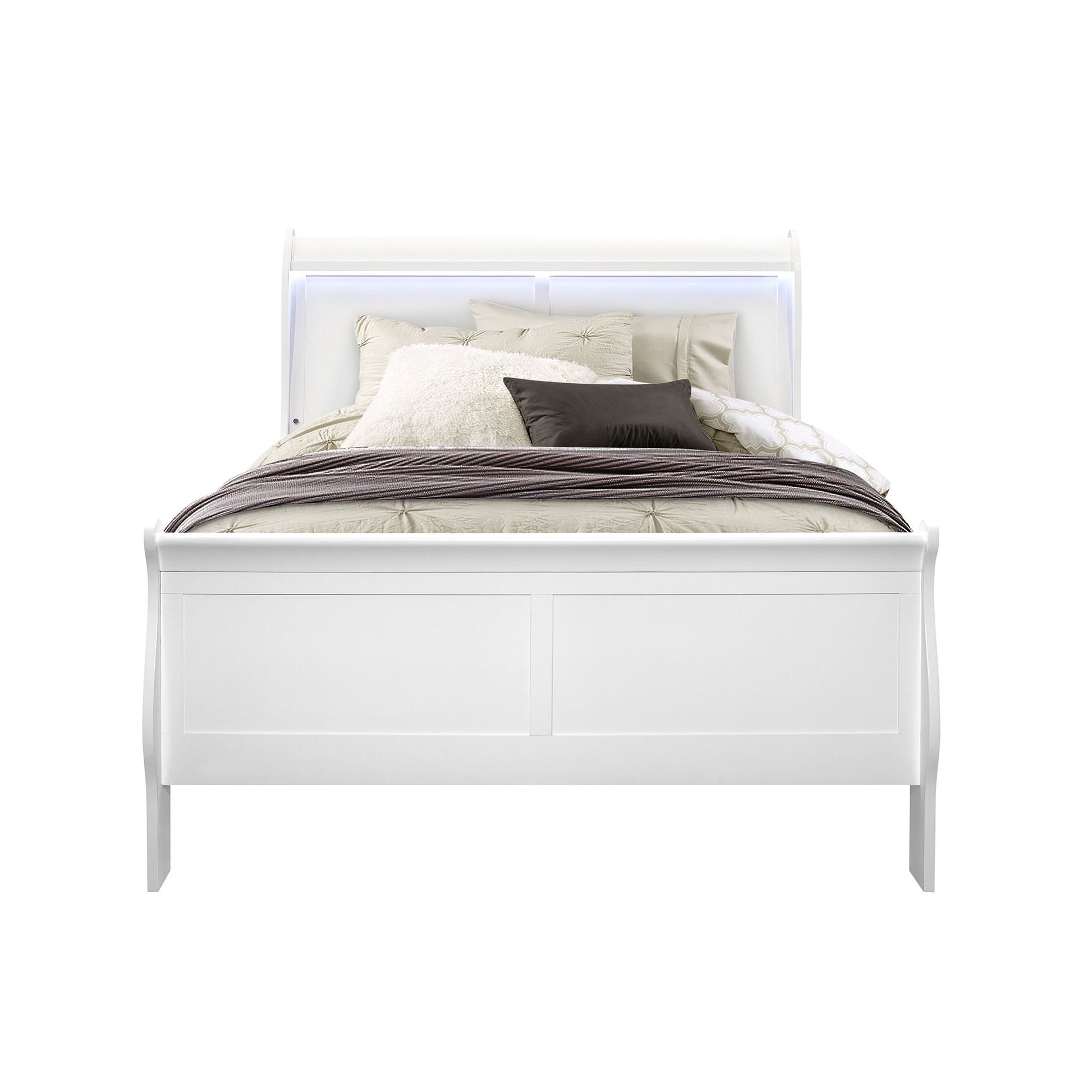 Charlston - Modern Sleigh Design Bed With LED - The Sleep Loft - Online Mattress Showroom NYC