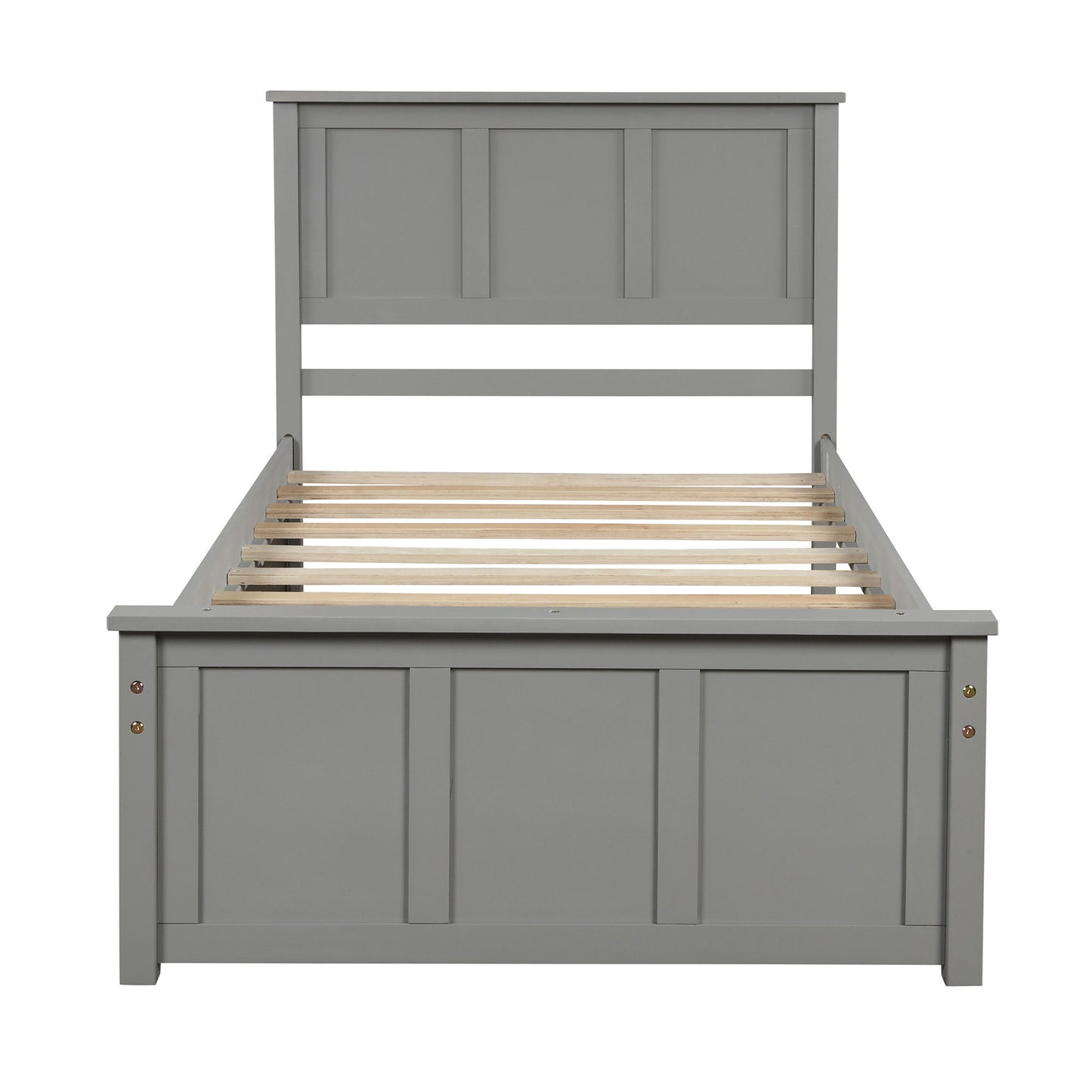 Platform Bed With Twin Trundle And Frame, Twin Size - Gray - The Sleep Loft - Online Mattress Showroom NYC