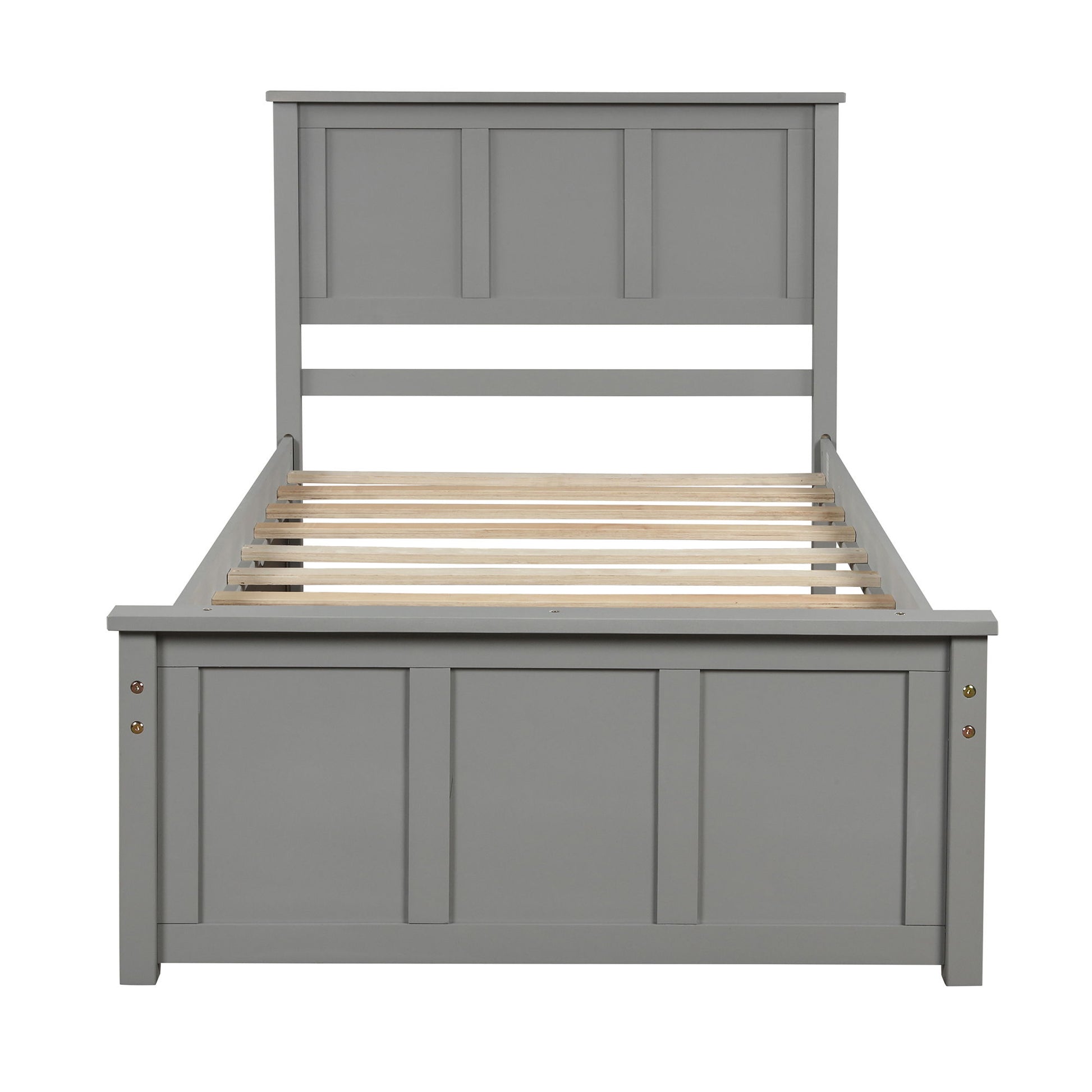 Platform Bed With Twin Trundle And Frame, Twin Size - Gray - The Sleep Loft - Online Mattress Showroom NYC