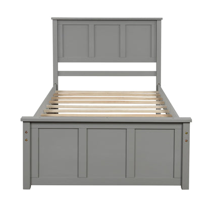 Platform Bed With Twin Trundle And Frame, Twin Size - Gray - The Sleep Loft - Online Mattress Showroom NYC