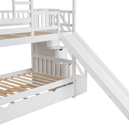House Bunk Bed With Trundle, Storage Staircase, Roof And Window Design - The Sleep Loft - Online Mattress Showroom NYC