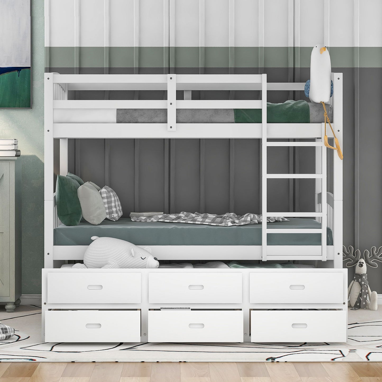 Bunk Bed With Trundle And Drawers, Arched Headboard And Footboard - The Sleep Loft - Online Mattress Showroom NYC