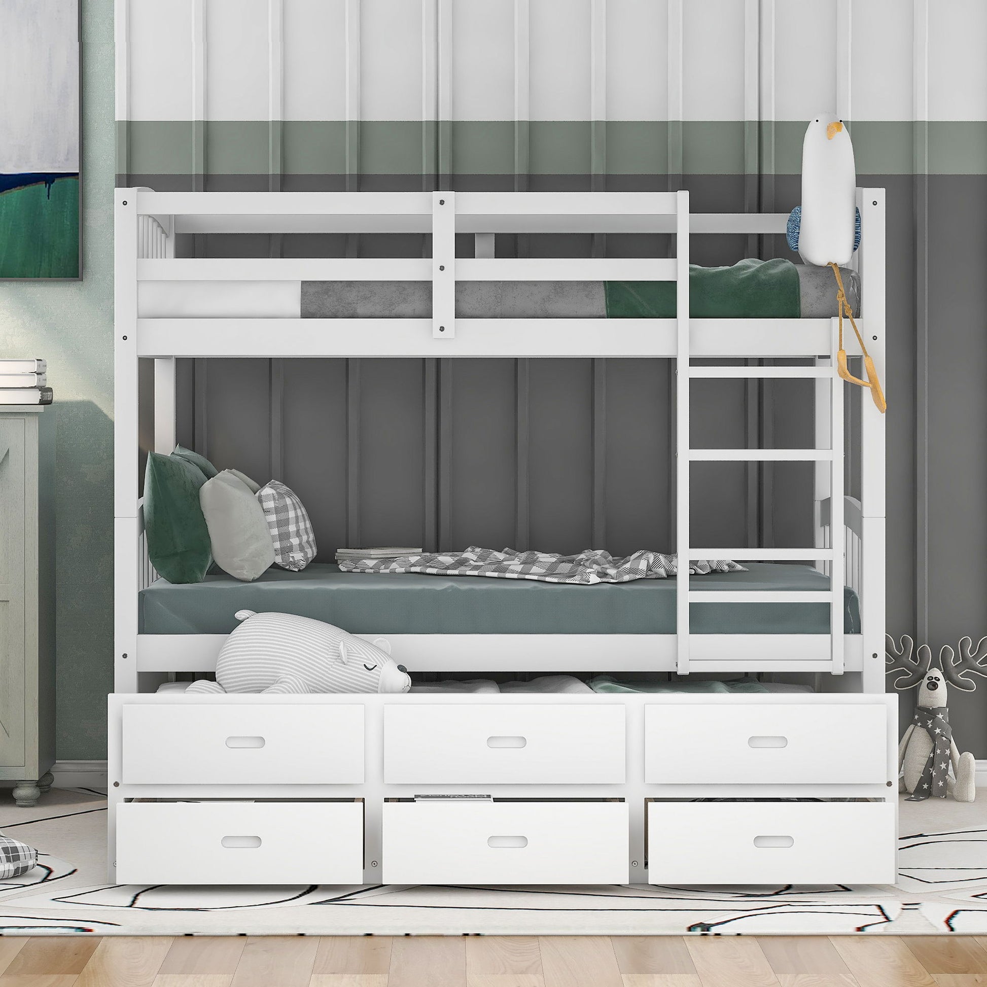 Bunk Bed With Trundle And Drawers, Arched Headboard And Footboard - The Sleep Loft - Online Mattress Showroom NYC