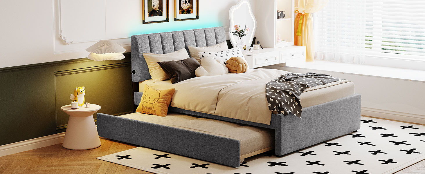 Upholstered Platform Bed With Trundle - The Sleep Loft - Online Mattress Showroom NYC