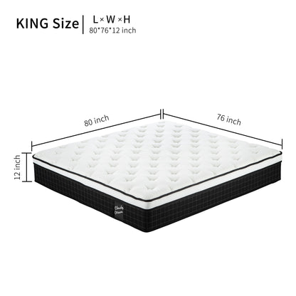 12" Hybrid Mattress With Individual Pocket Spring, Comortable Memory Foam - The Sleep Loft - Online Mattress Showroom NYC