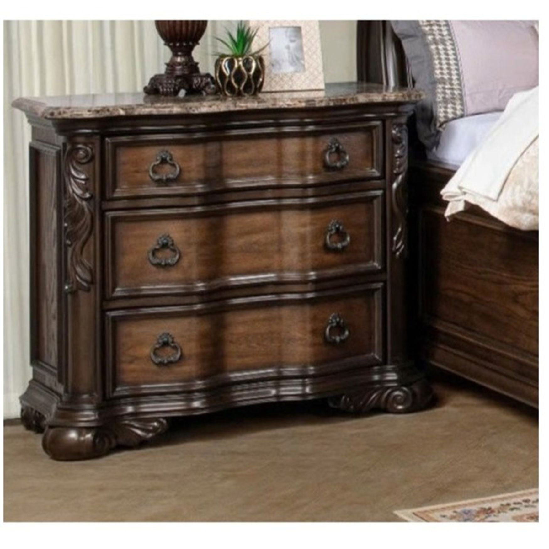Nightstand, 3 Drawers - Brown / Coffee - The Sleep Loft - Online Mattress Showroom NYC