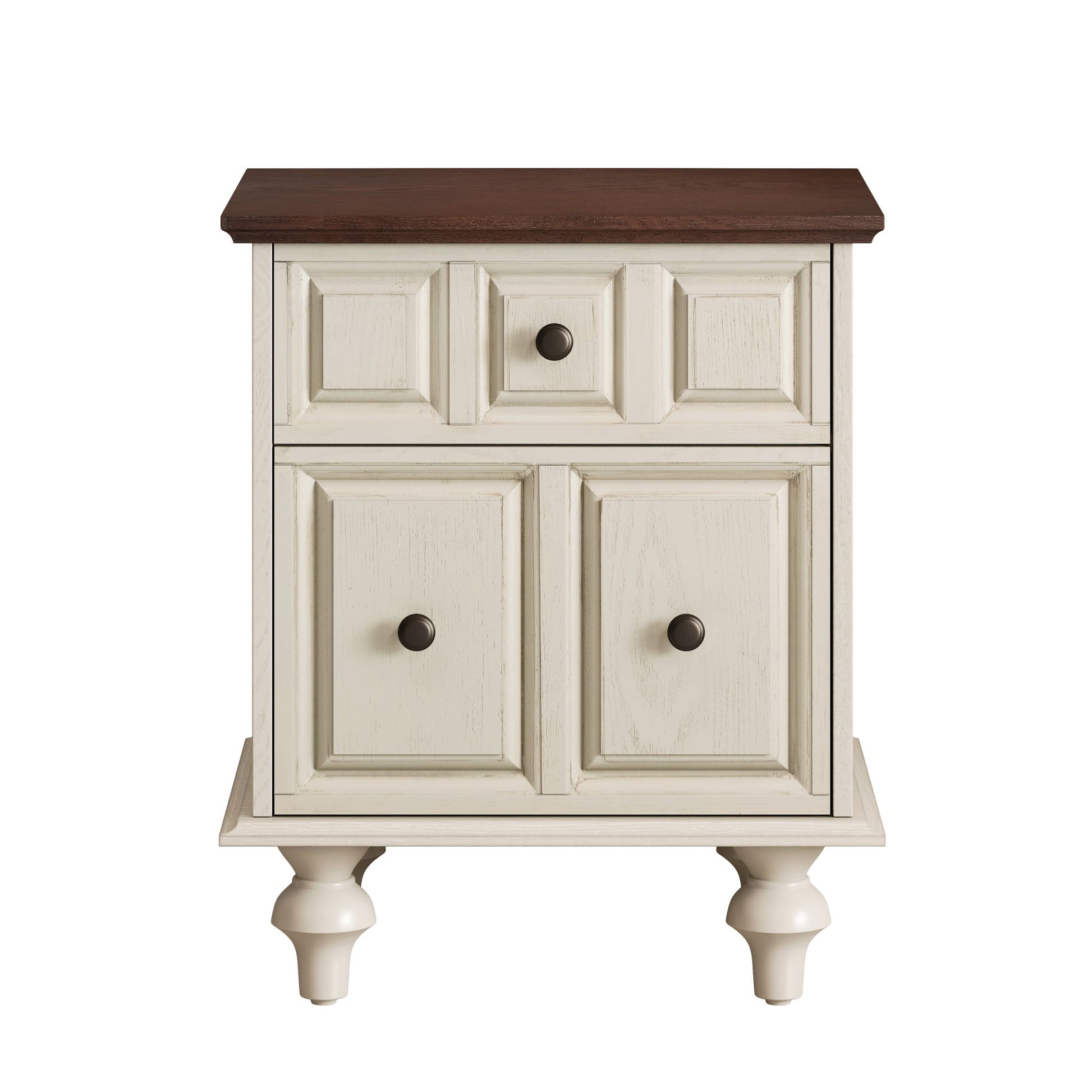 Vintage Nightstand With 2 Drawers And Roman Column Legs - The Sleep Loft - Online Mattress Showroom NYC