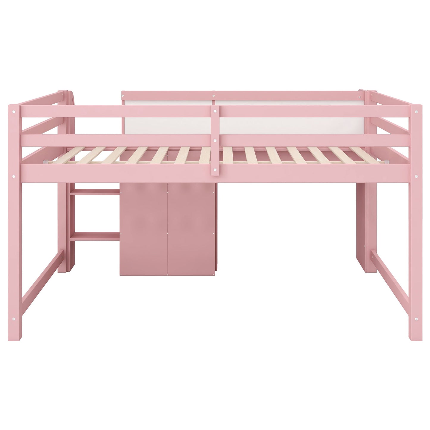 Low Loft Bed With Built In Desk, Storage Cabinets, Open Bookcase And Doodle board - The Sleep Loft - Online Mattress Showroom NYC