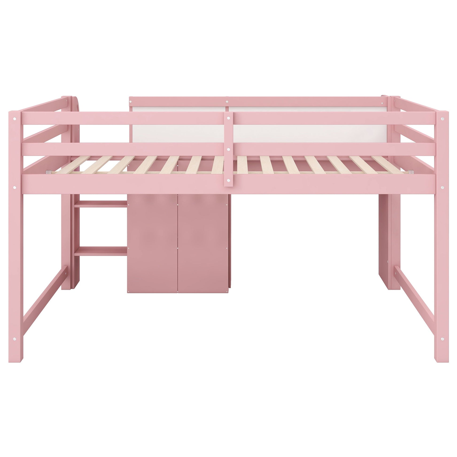 Low Loft Bed With Built In Desk, Storage Cabinets, Open Bookcase And Doodle board - The Sleep Loft - Online Mattress Showroom NYC