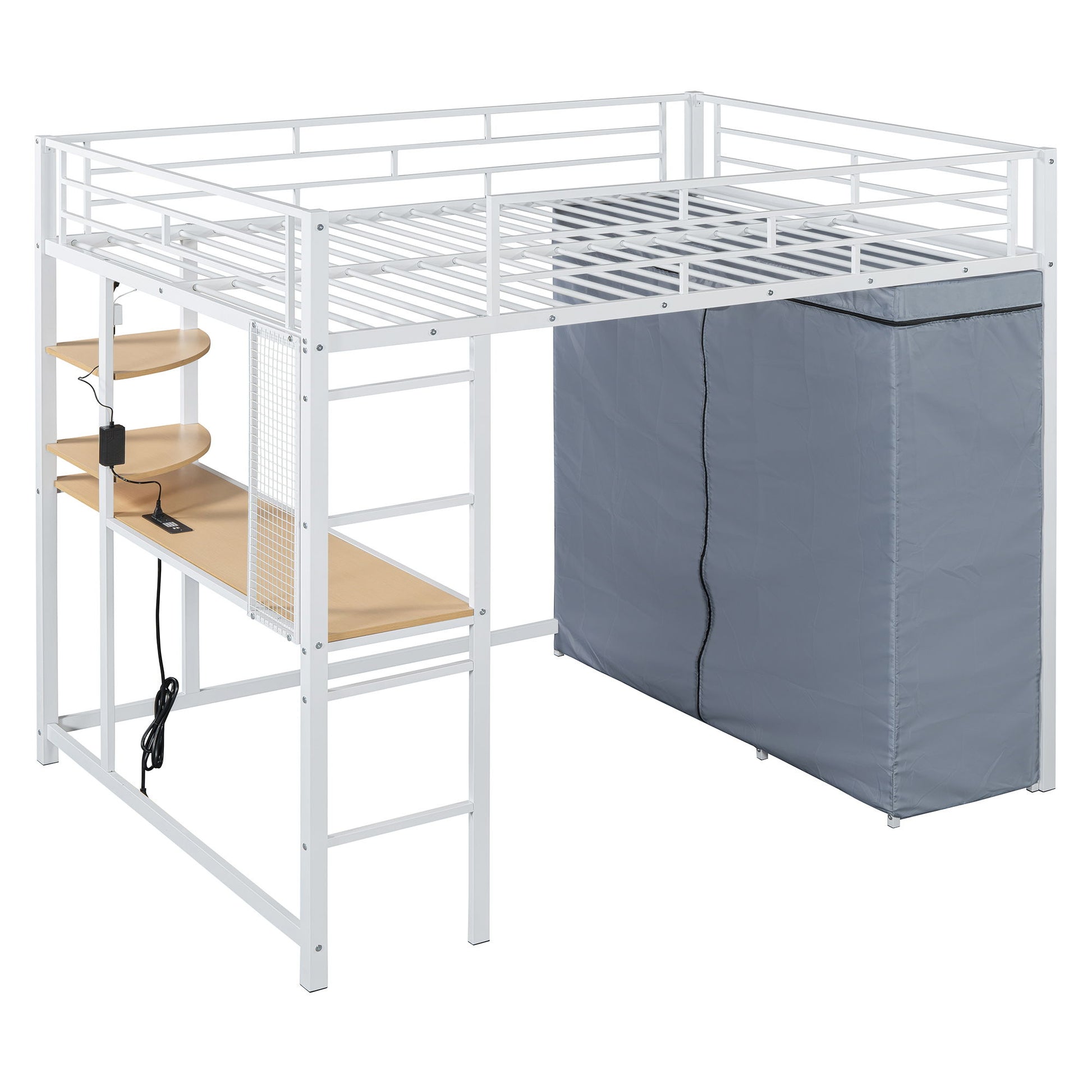 Loft Bed With Desk, Shelves, Power Outlet, LED Light And Wardrobe - The Sleep Loft - Online Mattress Showroom NYC