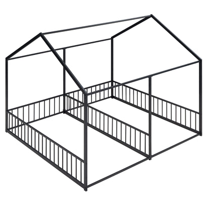 House Platform Beds, 2 Shared Beds, Metal Frame With Guardrails - The Sleep Loft - Online Mattress Showroom NYC