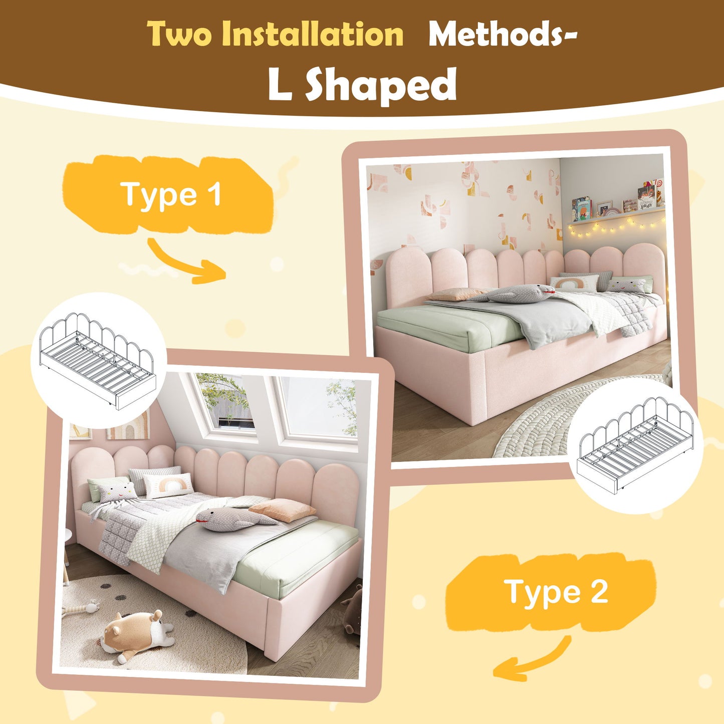 Upholstered Daybed With Metal Slatted Base - The Sleep Loft - Online Mattress Showroom NYC