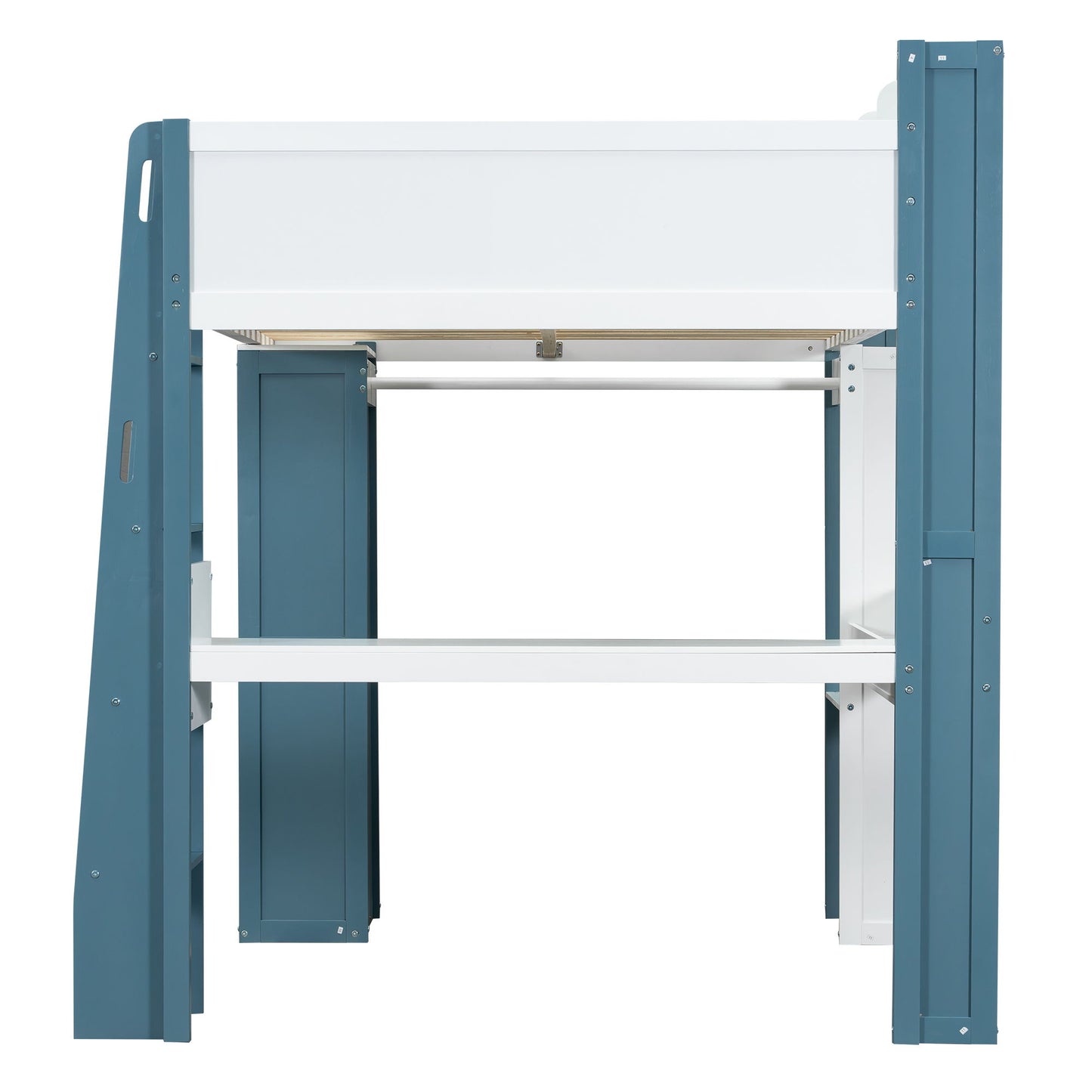 Loft Bed With Built In Storage Shelves, Clothes Rail, And Desk - The Sleep Loft - Online Mattress Showroom NYC