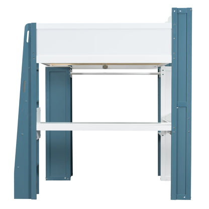 Loft Bed With Built In Storage Shelves, Clothes Rail, And Desk - The Sleep Loft - Online Mattress Showroom NYC