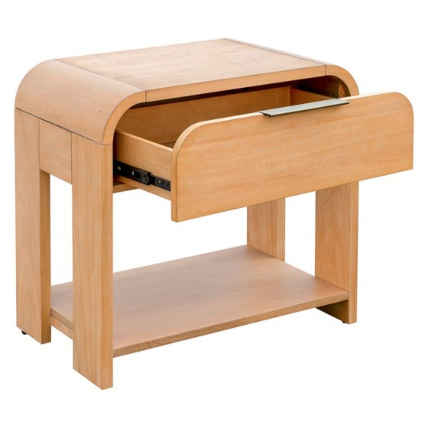 1 Drawer Waterfall Nightstand With Mid Century Design - Natural - The Sleep Loft - Online Mattress Showroom NYC