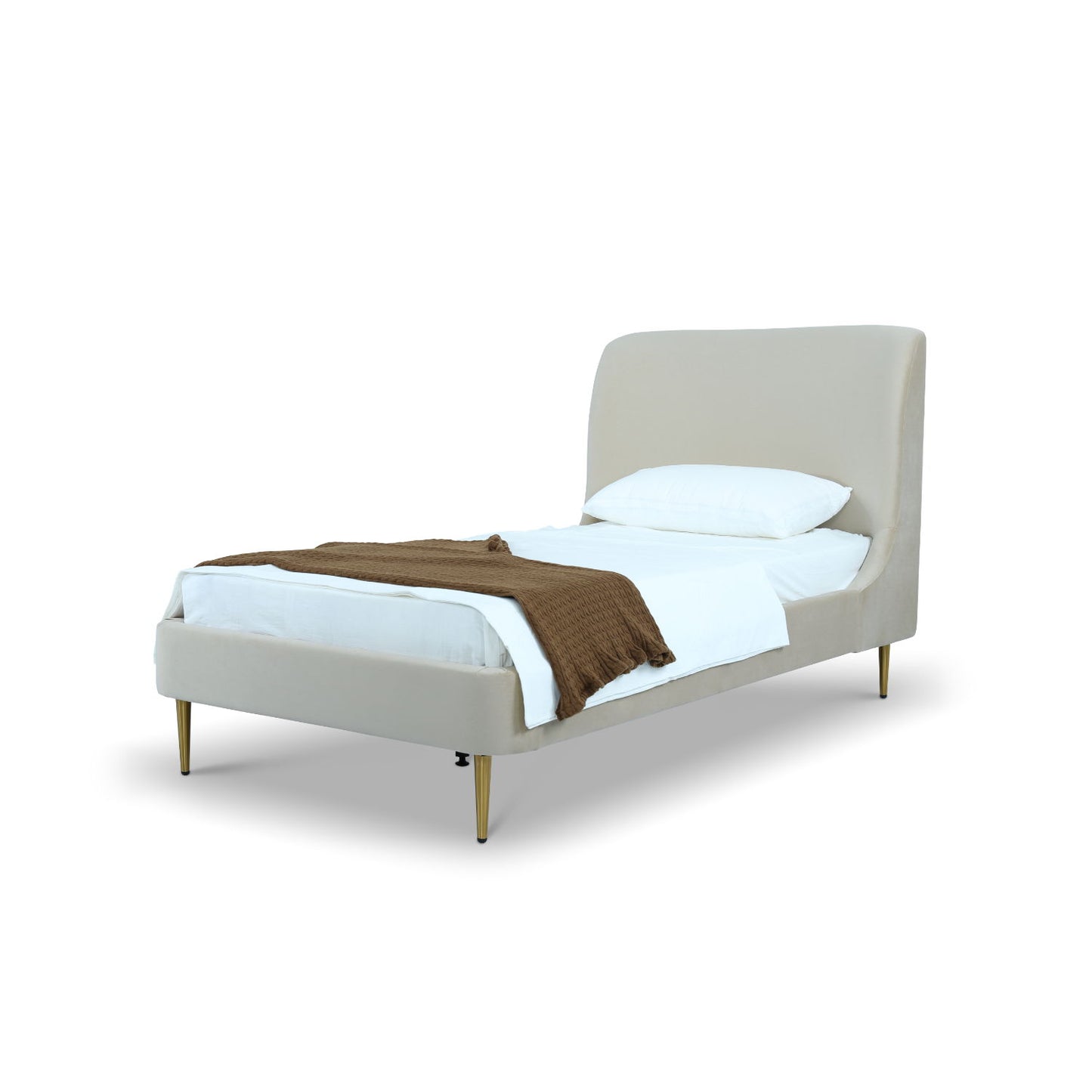 Mid-Century Modern Upholstered Bed With Curved Headboard - The Sleep Loft - Online Mattress Showroom NYC