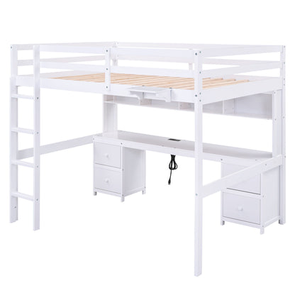 Loft Bed With Desk, Cabinets, Drawers, Charging Station And Bedside Tray - The Sleep Loft - Online Mattress Showroom NYC