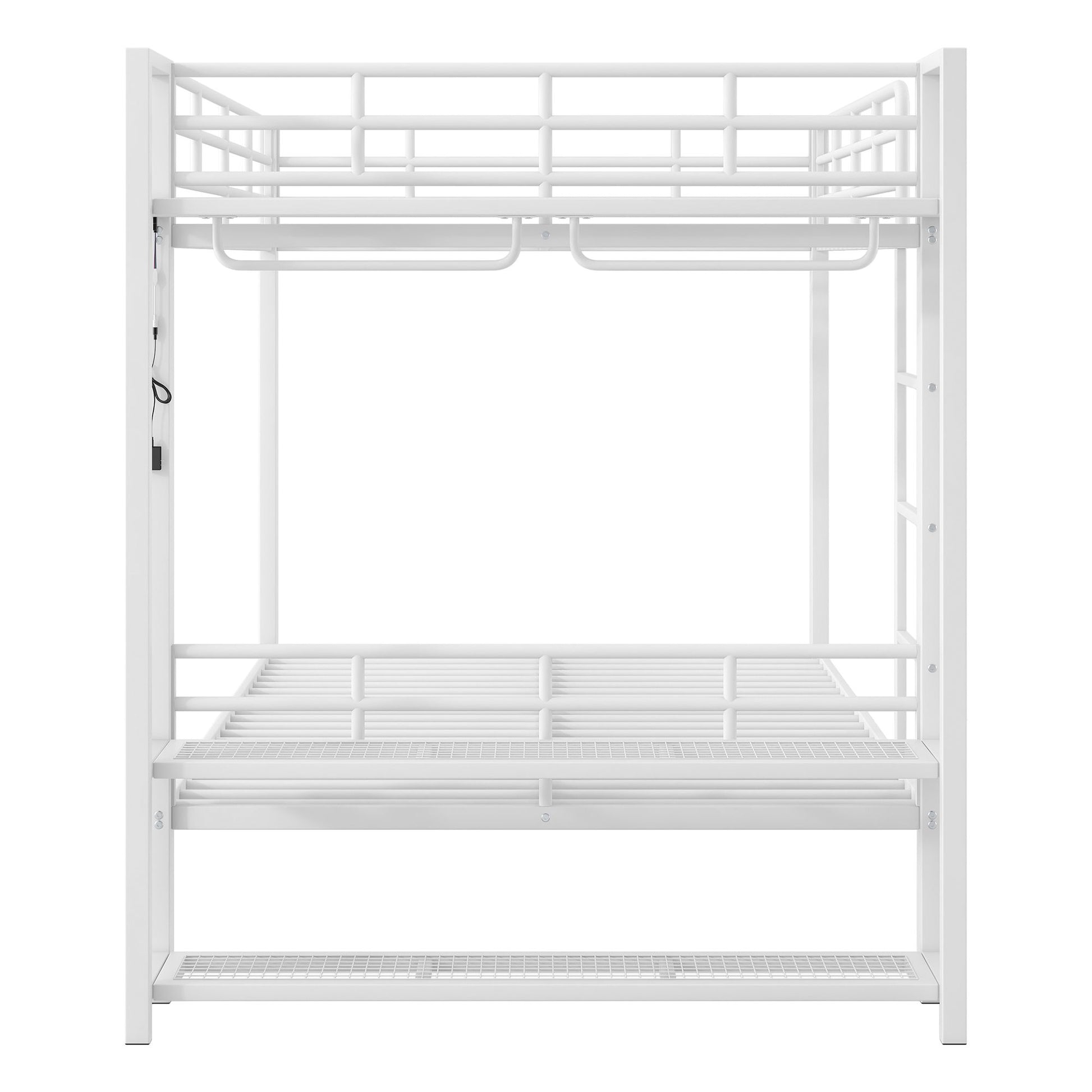 Bunk Bed With Storage Shelves, Clothes Hooks, LED Light - The Sleep Loft - Online Mattress Showroom NYC