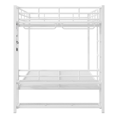 Bunk Bed With Storage Shelves, Clothes Hooks, LED Light - The Sleep Loft - Online Mattress Showroom NYC