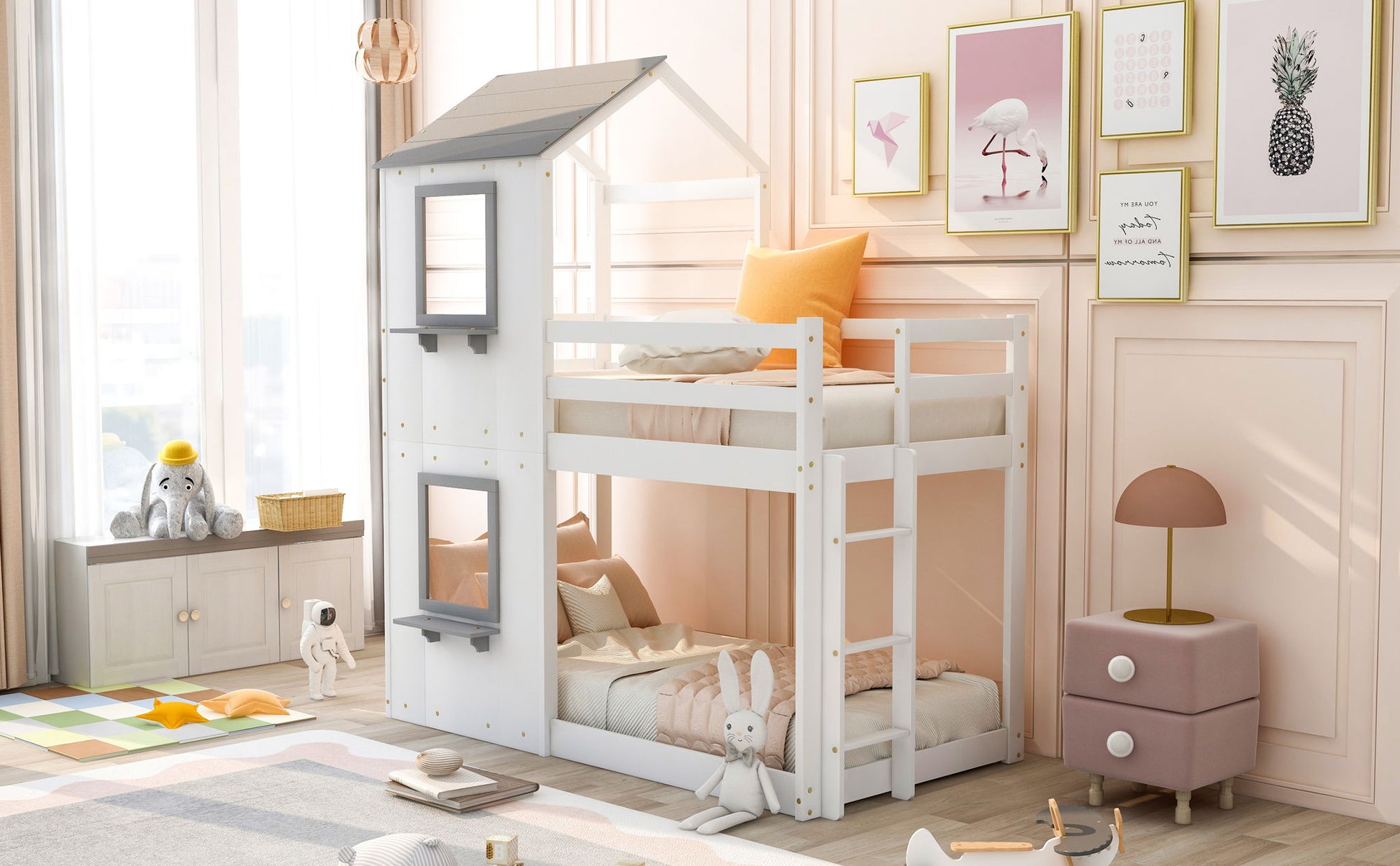 Bunk Bed Wood Bed & Roof, Window, Guardrail, Ladder - The Sleep Loft - Online Mattress Showroom NYC