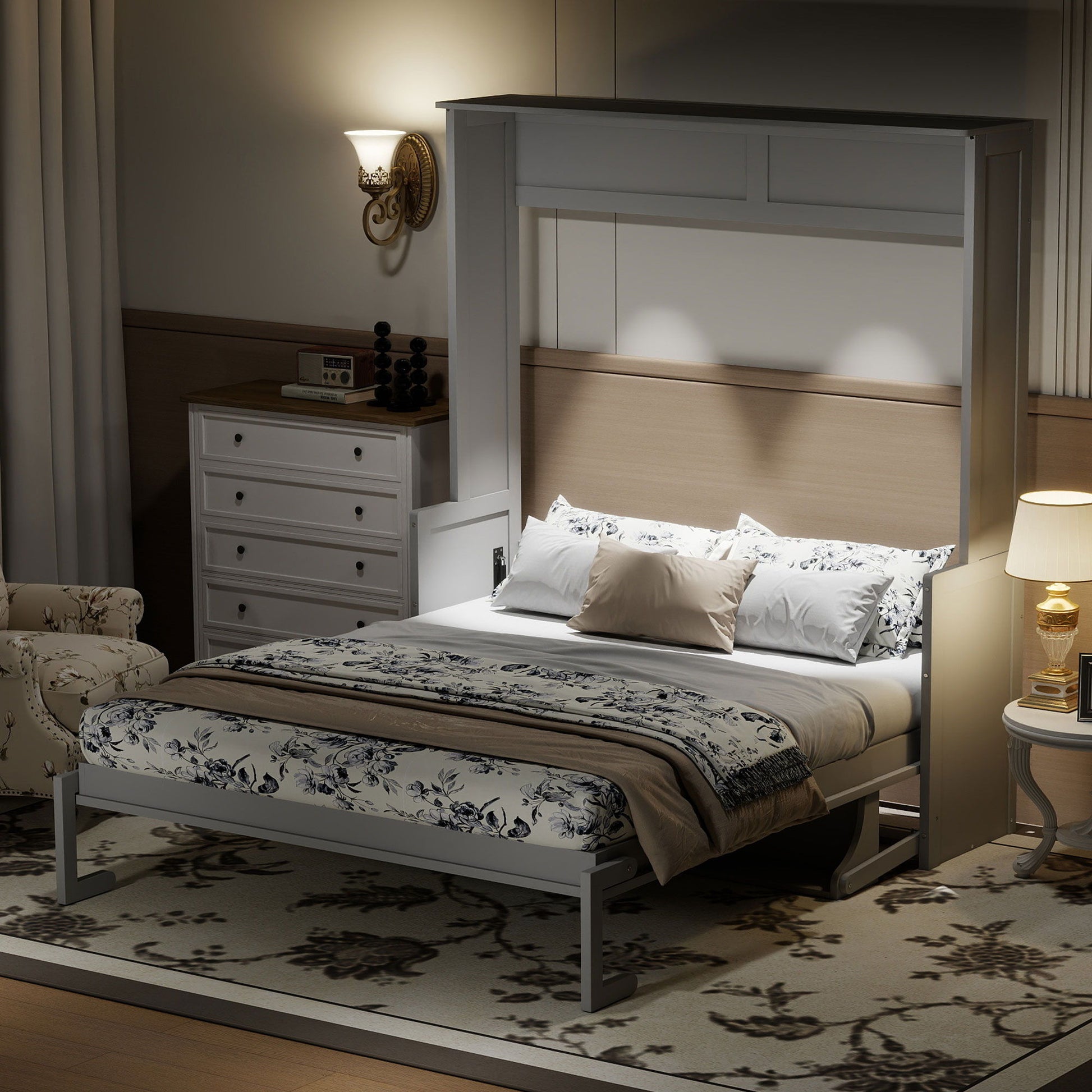 Murphy Bed With Desk, LED Lights & USB Charging Station - The Sleep Loft - Online Mattress Showroom NYC