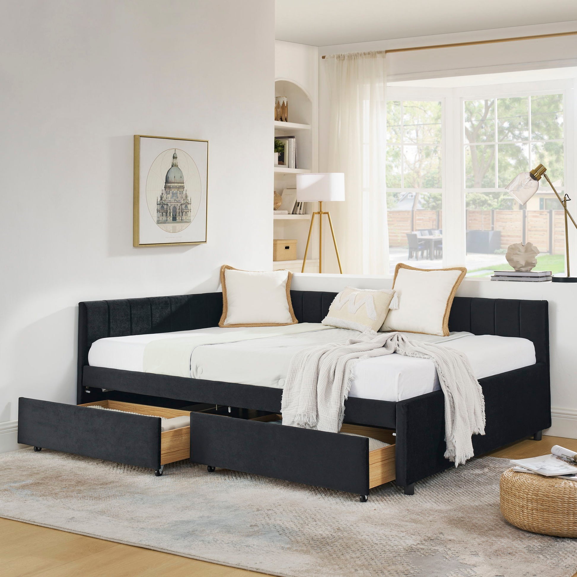 Upholstered Tufted Daybed Frame With Storage Drawers - The Sleep Loft - Online Mattress Showroom NYC