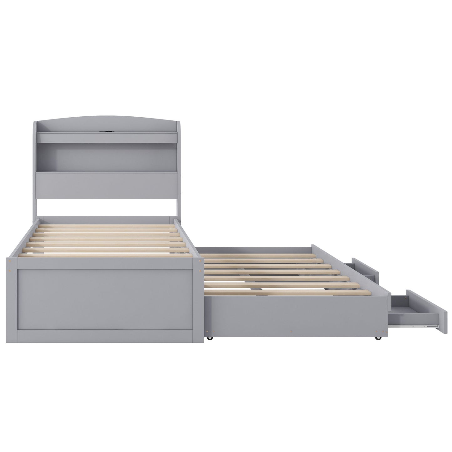 Platform Bed With LED Headboard, Charging Station, Trundle And 2 Drawers - The Sleep Loft - Online Mattress Showroom NYC