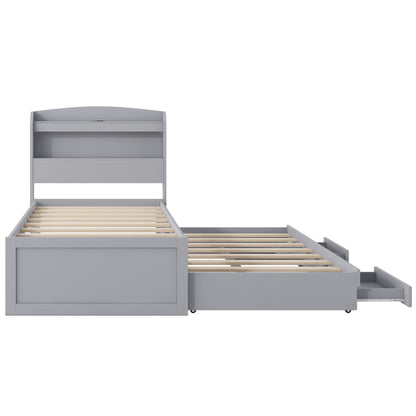 Platform Bed With LED Headboard, Charging Station, Trundle And 2 Drawers - The Sleep Loft - Online Mattress Showroom NYC