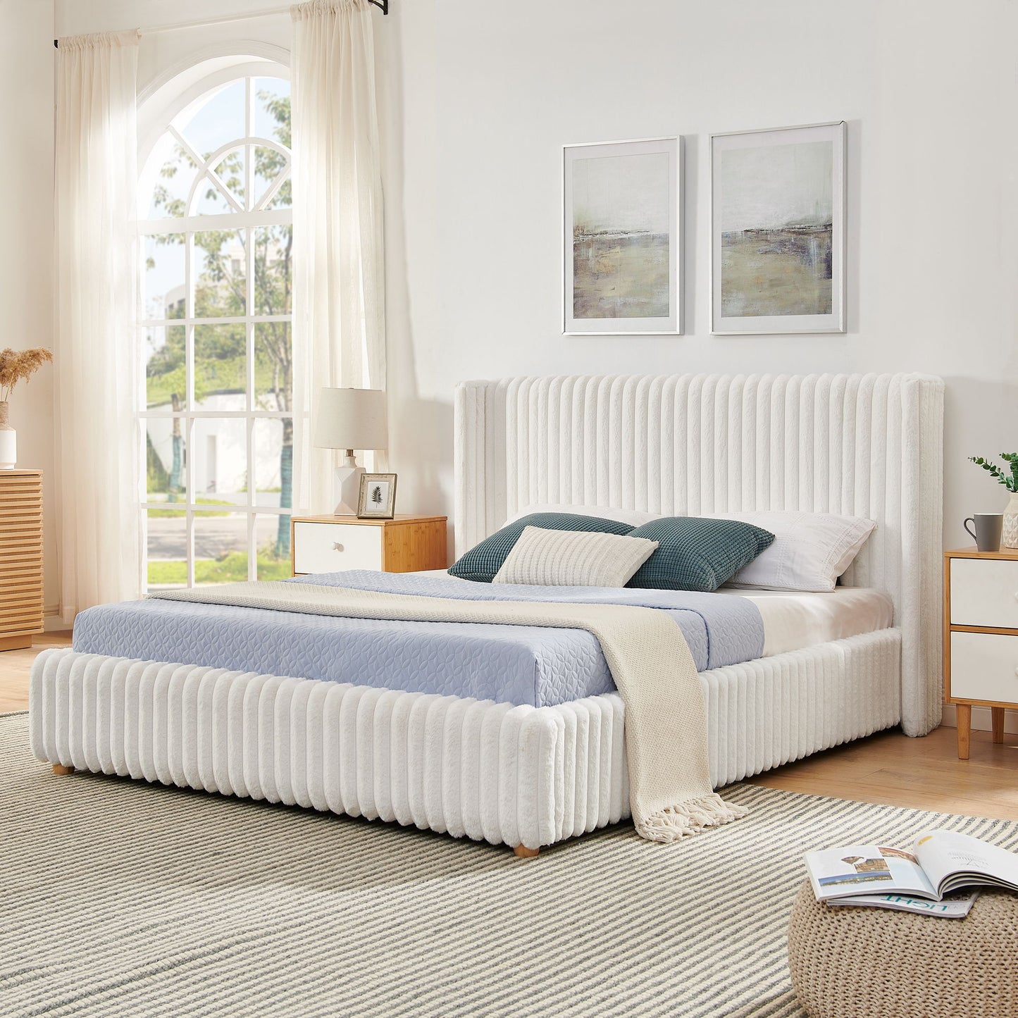 Functional Vertical Striped Bed With Gas Lift Storage - The Sleep Loft - Online Mattress Showroom NYC