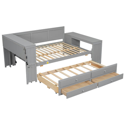 Daybed With Storage Shelves, Drawers, Trundle, Charging Station, LED Light, Desk And Cabinet - The Sleep Loft - Online Mattress Showroom NYC