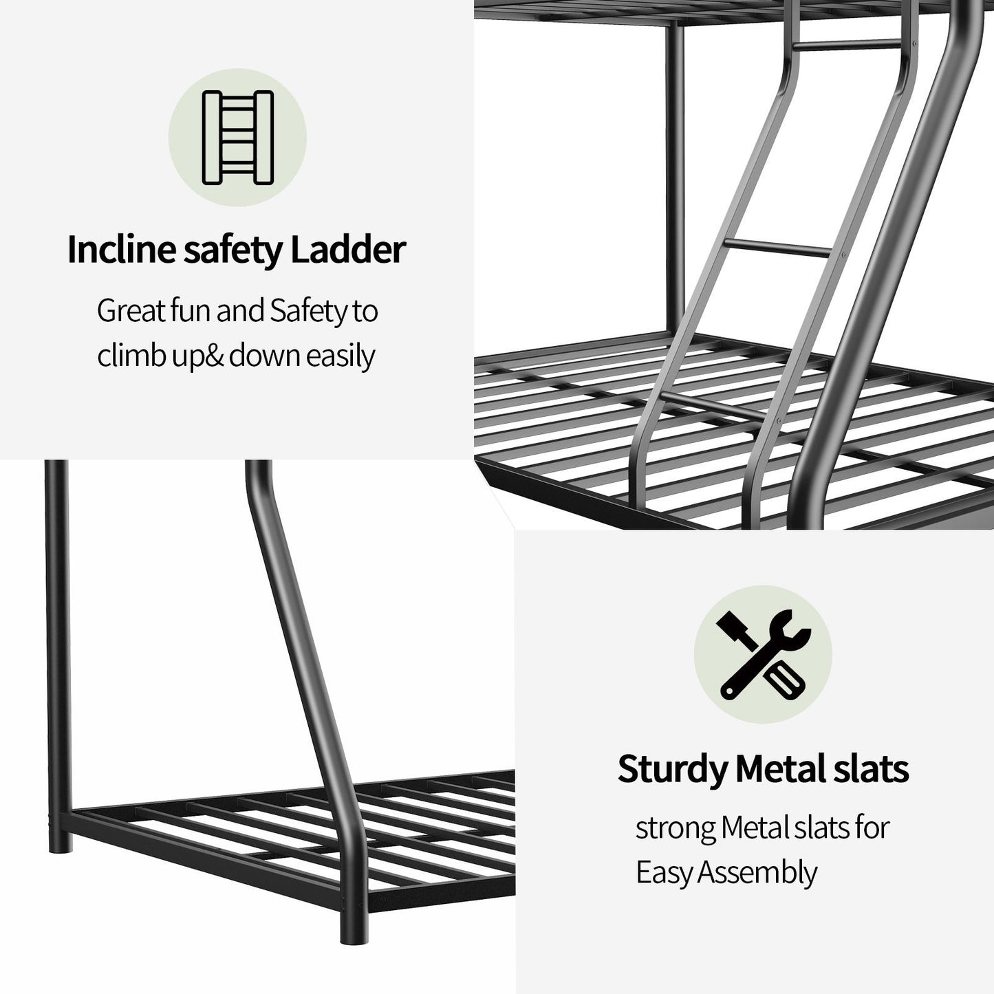 Bunk Bed Frame With Ladder And Guardrail, Heavy Duty Noise Free Design Metal Construction - The Sleep Loft - Online Mattress Showroom NYC