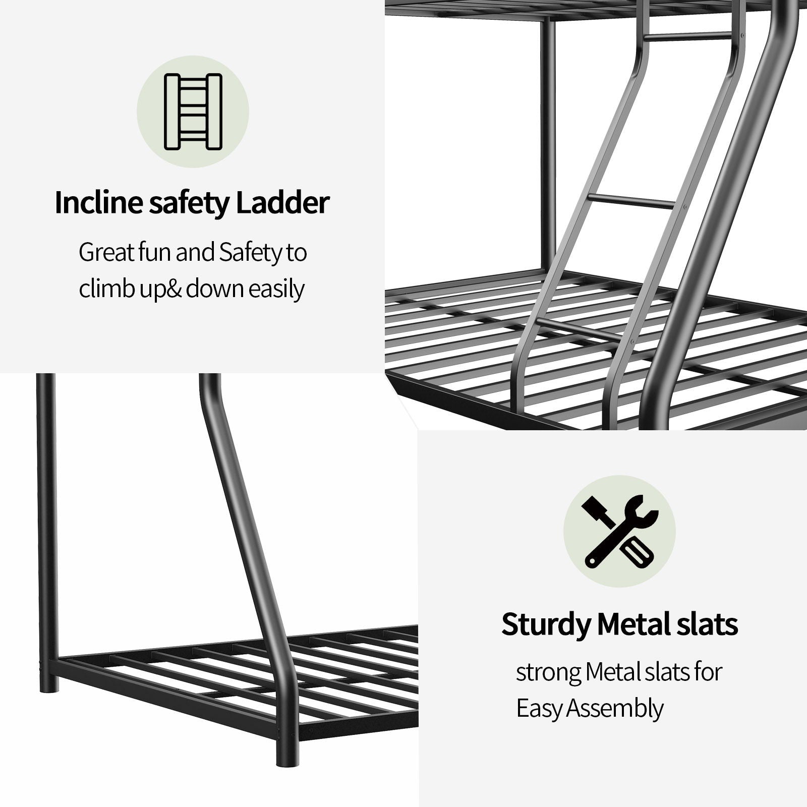 Bunk Bed Frame With Ladder And Guardrail, Heavy Duty Noise Free Design Metal Construction - The Sleep Loft - Online Mattress Showroom NYC