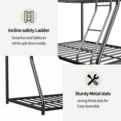 Bunk Bed Frame With Ladder And Guardrail, Heavy Duty Noise Free Design Metal Construction - The Sleep Loft - Online Mattress Showroom NYC