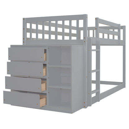 Bunk Bed With 4 Drawers And 3 Shelves - The Sleep Loft - Online Mattress Showroom NYC