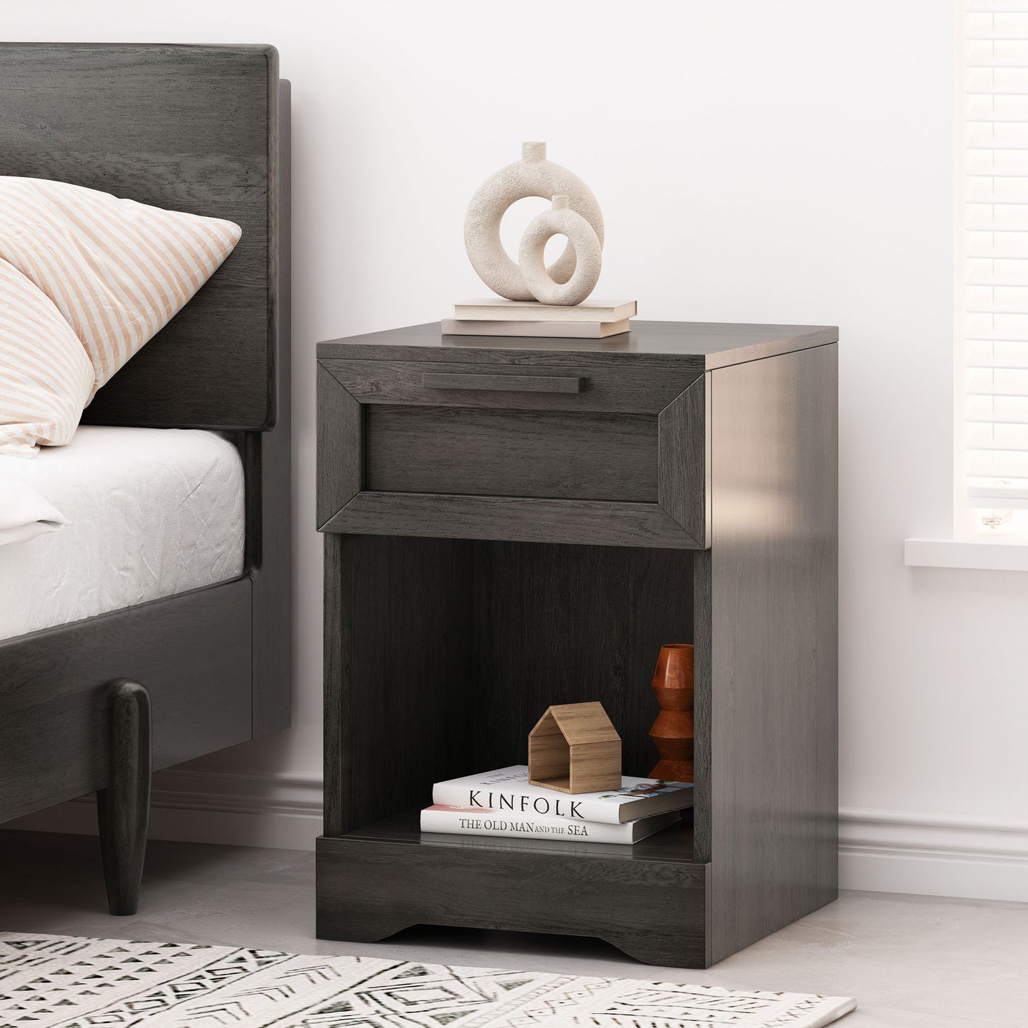 Broxon - Rustic Drawer Nightstand - The Sleep Loft - Online Mattress Showroom NYC