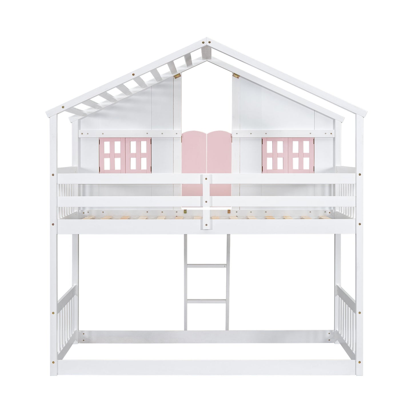 House Bunk Bed With Roof, Window, Window Box, Door, With Safety Guardrails And Ladder - The Sleep Loft - Online Mattress Showroom NYC